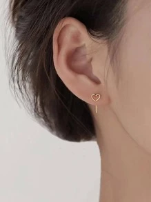 Pendientes con adorno de corazón plata esterlina - Dorado - Ver 2