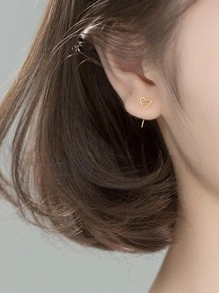 Pendientes con adorno de corazón plata esterlina - Dorado - Ver 3