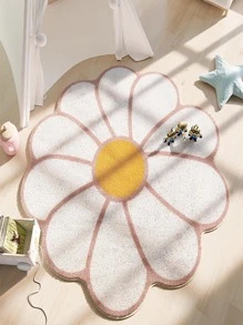 1pc Floral Pattern Rug, Creative Polyester Anti-slip Floor Carpet For Home - Multicolor - View 1