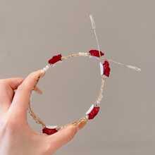 花朵和仿珍珠装饰发箍，优雅情人节发带，发箍，发箍，发饰，头饰