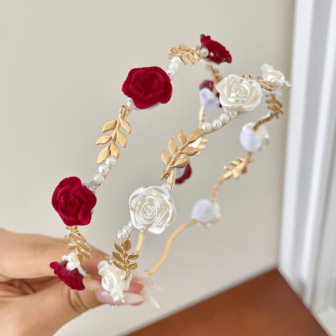 Flower & Faux Pearl Decor Headband Elegant Valentine's Day,Hairband,Hair Hoop Headbands Hair Accessories
