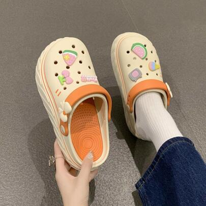 Women Anti-slip Watermelon & Cherry Decor Multi-way Wear Clogs, Fashion Summer EVA Vented Clogs
