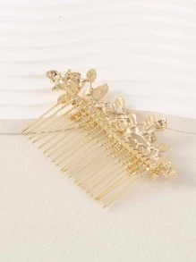 Lược cài tóc đính ngọc trai giả và bướm, lược cài tóc thanh lịch kiểu vương miện, lược cài tóc lệch bên, lược cài hoa, phụ kiện tóc cưới, phụ kiện đội đầu, phụ kiện tóc cho nữ, phụ kiện tóc cô dâu, phụ kiện tóc phù dâu. - Vàng - Xem 2