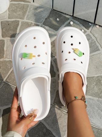 Mujer Zuecos con diseño de helado con abertura antideslizante multidireccional desgaste de moda exterior EVA