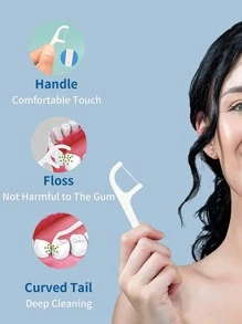 50Pcs Portable Bow-Shaped Ultra-Fine Dental Floss Between Teeth Cleaning Care Dental Floss Dental Tape Floss Picks Floss Threader Gum Floss Interdental Floss, Living Room Home Bedroom Bathroom House Decor, Travel Stuff, Wedding, Party, Birthday, Gifts For Men Mom Dad Friends, New Years, Accessories, Funny Gift - White - View 6