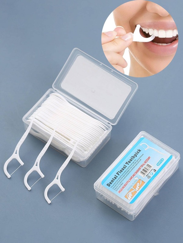 50Pcs Portable BowShaped UltraFine Dental Floss Between Teeth