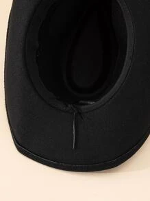 Belt Decor Fedora Hat Cowboy Hat - Black - View 5