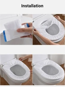 10pcs Disposable Toilet Seat Cover Bathroom Decor Summer - White - View 8