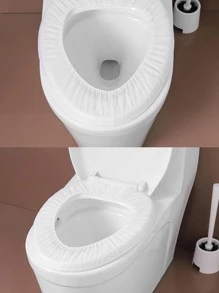 10pcs Disposable Toilet Seat Cover Bathroom Decor Summer - White - View 3