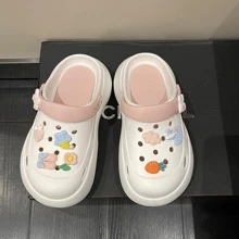 女士防滑胡蘿蔔和蝴蝶結裝飾鏤空通風學院白色洞洞鞋 - 白色 - 查看 6