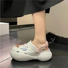 女士防滑胡蘿蔔和蝴蝶結裝飾鏤空通風學院白色洞洞鞋 - 白色 - 查看 5