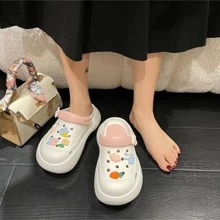 女士防滑胡蘿蔔和蝴蝶結裝飾鏤空通風學院白色洞洞鞋 - 白色 - 查看 4