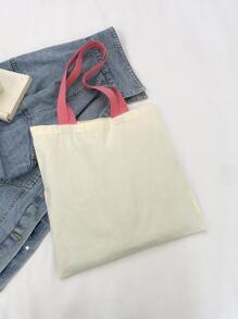 Bolsa de compras con diseño de letra, de bloques de color sin cierre, de moda, ligera y portátil, adecuada para adolescentes, mujeres, estudiantes universitarias, perfecta para volver a la escuela, la universidad, la escuela secundaria y la preparatoria