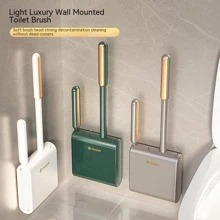 1入組浴室清潔工具,壁掛式馬桶刷支架帶馬桶刷和清潔刷,矽膠馬桶刷套裝適用於廁所清潔在家庭 - 白色 - 查看 4