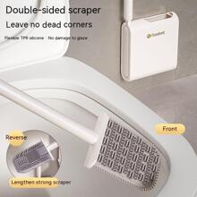 1片,浴室清潔工具,家庭清潔刷,壁掛式馬桶刷支架,馬桶刷和清潔刷,浴室清潔刷矽膠馬桶刷套裝 - 灰色 - 查看 5