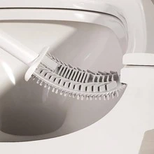 1入組浴室清潔工具,壁掛式馬桶刷支架帶馬桶刷和清潔刷,矽膠馬桶刷套裝適用於廁所清潔在家庭 - 白色 - 查看 8