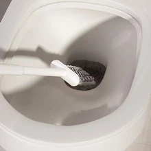 1入組浴室清潔工具,壁掛式馬桶刷支架帶馬桶刷和清潔刷,矽膠馬桶刷套裝適用於廁所清潔在家庭 - 白色 - 查看 9