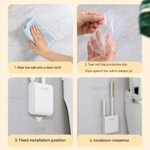 1入組浴室清潔工具,壁掛式馬桶刷支架帶馬桶刷和清潔刷,矽膠馬桶刷套裝適用於廁所清潔在家庭 - 白色 - 查看 11