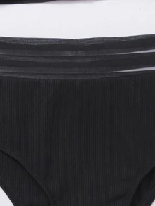 Contrast Mesh Athletic Bikini Set - Dusty Blue - View 3