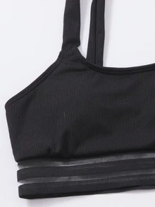 Contrast Mesh Athletic Bikini Set - Dusty Blue - View 4