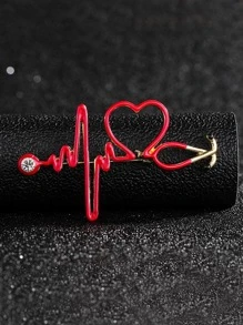 Trâm cài trang trí hình trái tim và đá - Đỏ - Xem 2