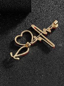 Trâm cài trang trí hình trái tim và đá - Đỏ - Xem 4