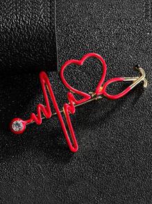 Trâm cài trang trí hình trái tim và đá - Đỏ - Xem 3