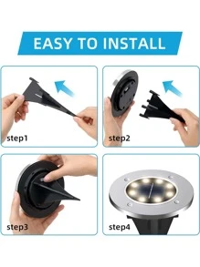 1 件 8LED 不锈钢太阳能草坪灯，现代黄色太阳能路径灯，适用于户外花园装饰