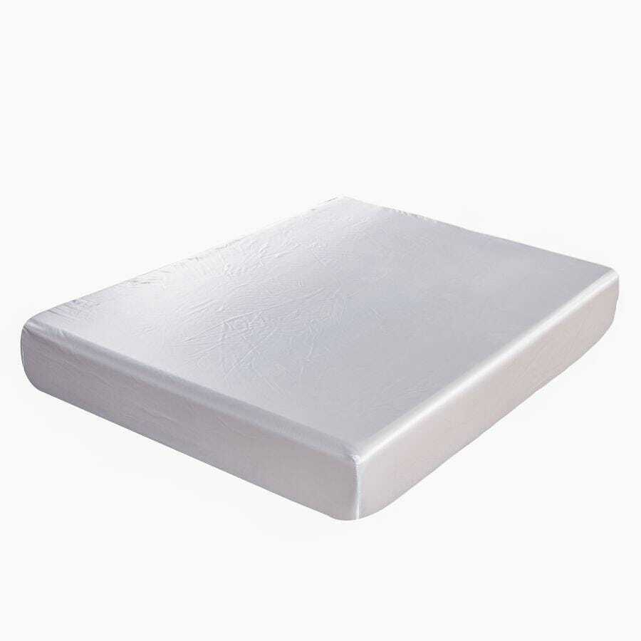 1pc Solid Color Fitted Sheet - White - View 1