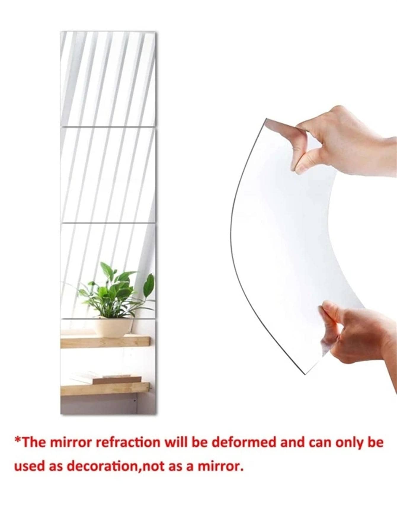 4pcs 7.87in*7.87in Mirror Wall Sticker, Square More Ways To Combine Make Up Mirror Wall Sticker For Home Decoration Best Gifts - Silver - View 1