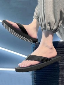 Men Anti-slip Two Tone Toe Post Slippers, Fashionable Flip Flops For Summer - Black - View 4