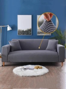 1pc Solid Sofa Cover Without Cushion - Grey - View 1