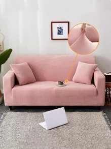 1pc Solid Sofa Cover Without Cushion - Grey - View 9