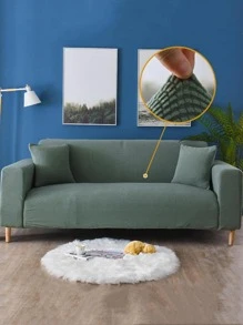 1pc Solid Sofa Cover Without Cushion - Grey - View 8
