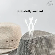 Mũ Fedora họa tiết kẻ sọc cho nam - Màu Xám nhạt - Xem 6