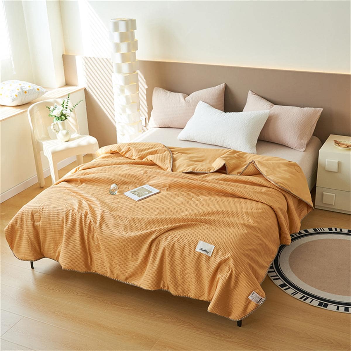 1pc Solid Quilted Bedspread - Mustard Yellow - View 1