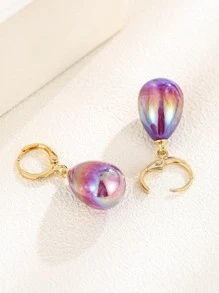 水滴形耳墜 - 紫色 - 查看 4