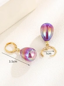 水滴形耳墜 - 紫色 - 查看 3
