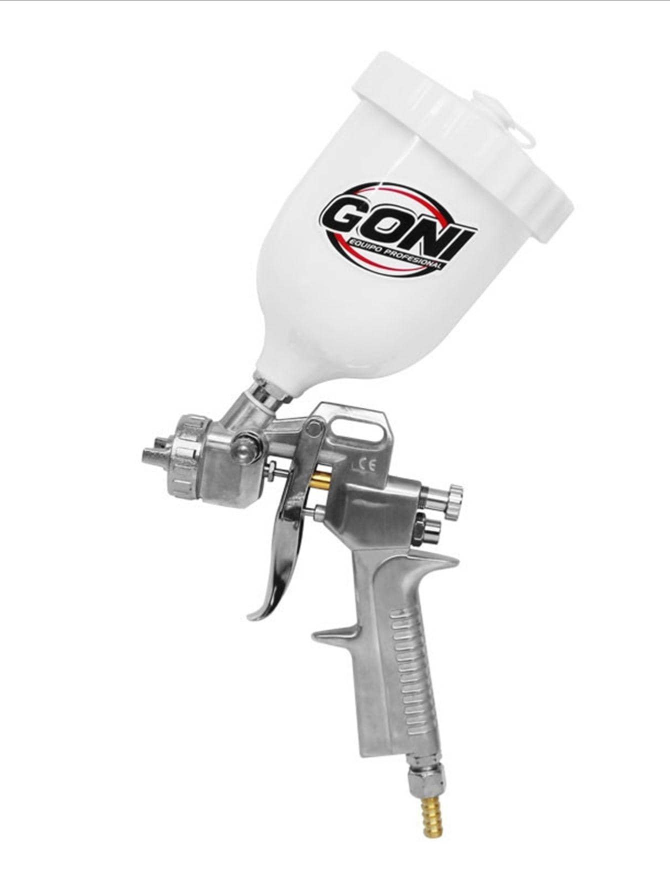 Pistola de gravedad multiproyectos pintura automotriz agua aceite vinilica acrilica  boquilla 1.5mm con vaso de 600ml - Plateado - Ver 1