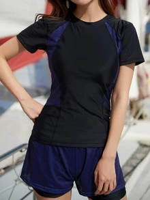 Women's Sporty Outdoor Two-Piece Swimwear, Figure Flattering, Quick-Drying, UV Protection, Professional Racing Style - Multicolor - View 2