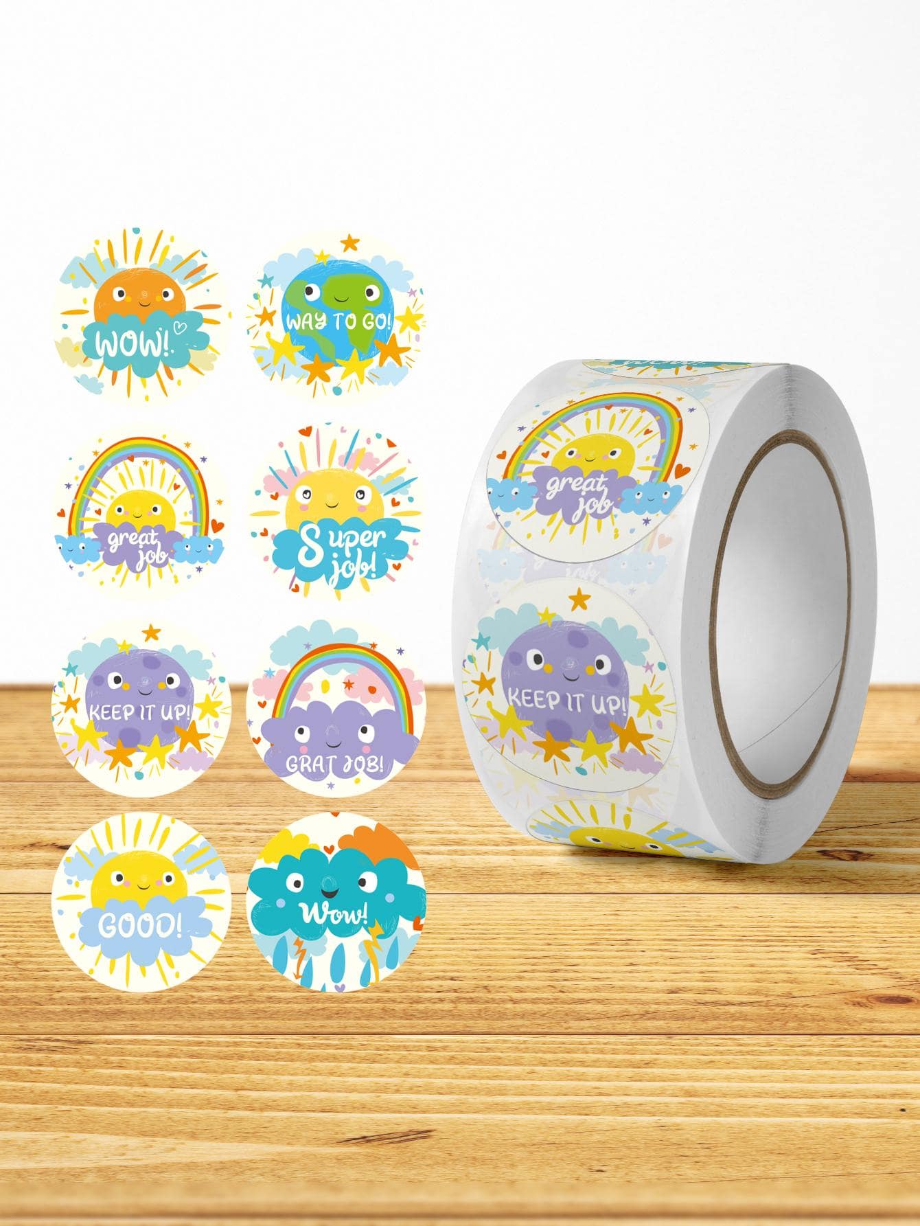500 miếng dán nhãn dán hình động vật hoạt hình dễ thương để khích lệ phần thưởng nhãn nhỏ - Nhiều màu - Xem 1