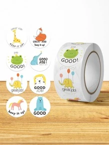 500 piezas Etiquetas adhesivas pequeñas con dibujos animados de animales lindos para recompensas - Multicolor - Ver 1