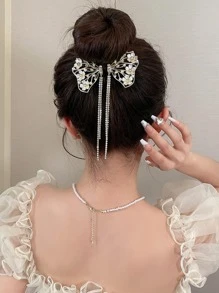 Rhinestone & Faux Pearl Decor Hair Clip