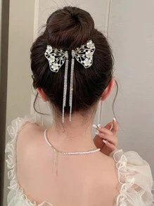 Rhinestone & Faux Pearl Decor Hair Clip