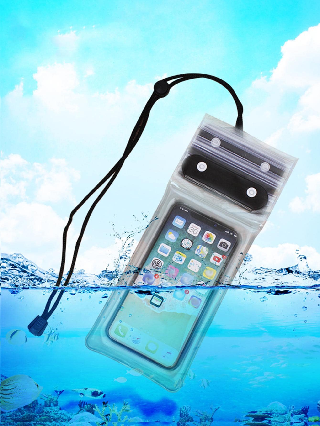 Clear PVC Waterproof Phone Bag - Black - View 1