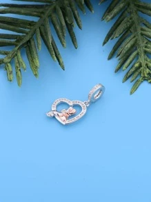 1個具有925銀材質的心形珠子,印有祖母和孫女樣式的diy項鍊吊墜,作為一份紀念品和生日禮物