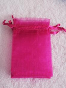 50入組素色抽繩禮品熱粉色聚酰胺便攜禮品包裝袋