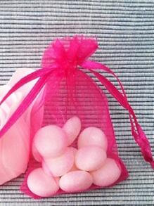 50入組素色抽繩禮品熱粉色聚酰胺便攜禮品包裝袋