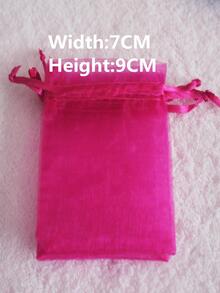 50入組素色抽繩禮品熱粉色聚酰胺便攜禮品包裝袋
