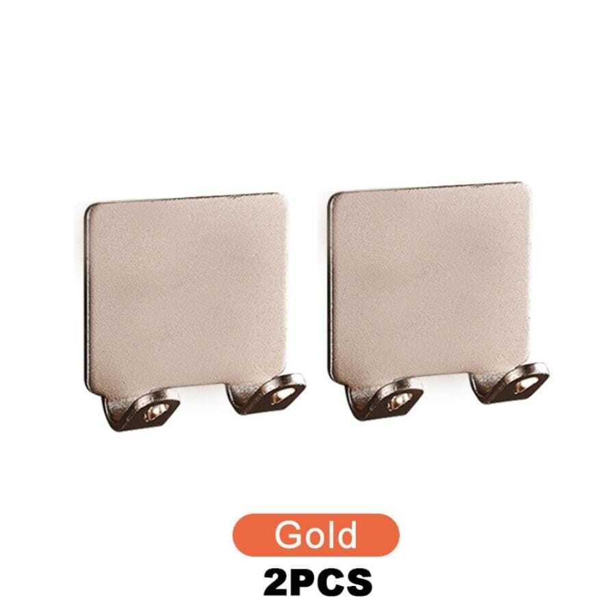 2入組/套不銹鋼掛壁式剃鬚刀極簡素色剃鬚刀架 - 金色 - 查看 1